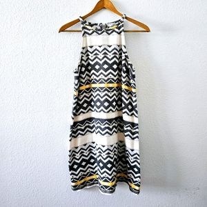 JACK by BB DAKOTA tribal jacquard dress size S sleeveless raw fringe hem print